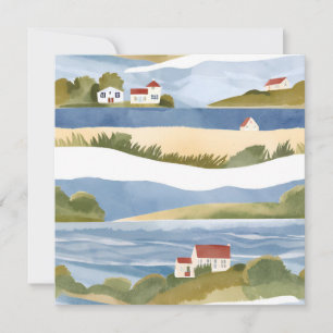 Cartão Baía de Cape Cod Aquarela Costeira da Orla Oceân