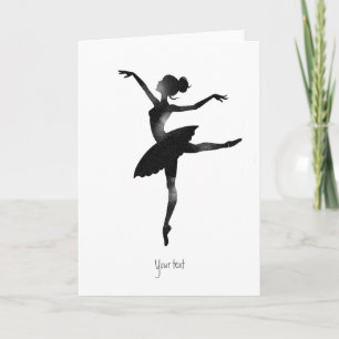Cartão Bailarina aquarela elegante chique carvão
