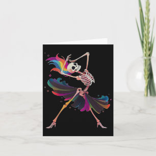 Cartão Bailarina Arco-íris de Esqueleto Halloween