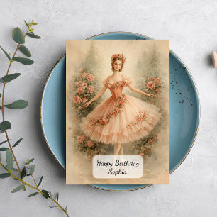 Cartão Bailarina Floral Vintage