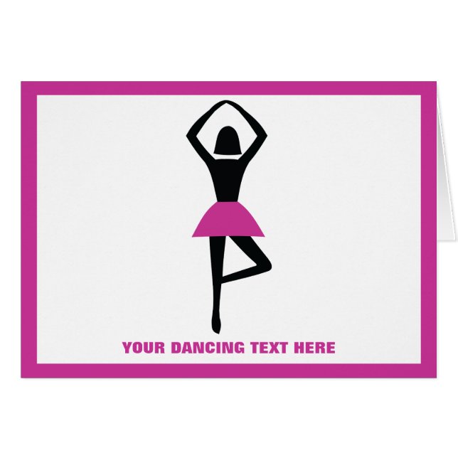 Cartão bailarina preta, rosa quente, costume (Frente Horizontal)