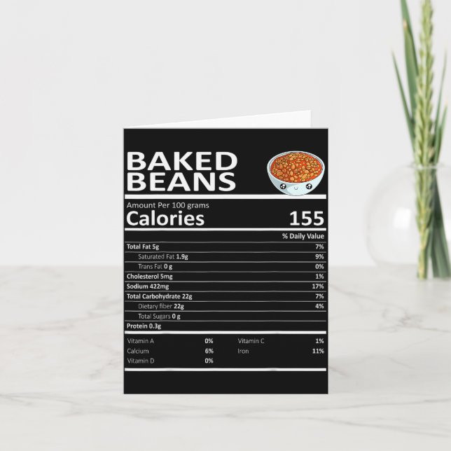 Cartão Baked Beans Nutritional Facts Thanksgiving X-mas G (Frente)