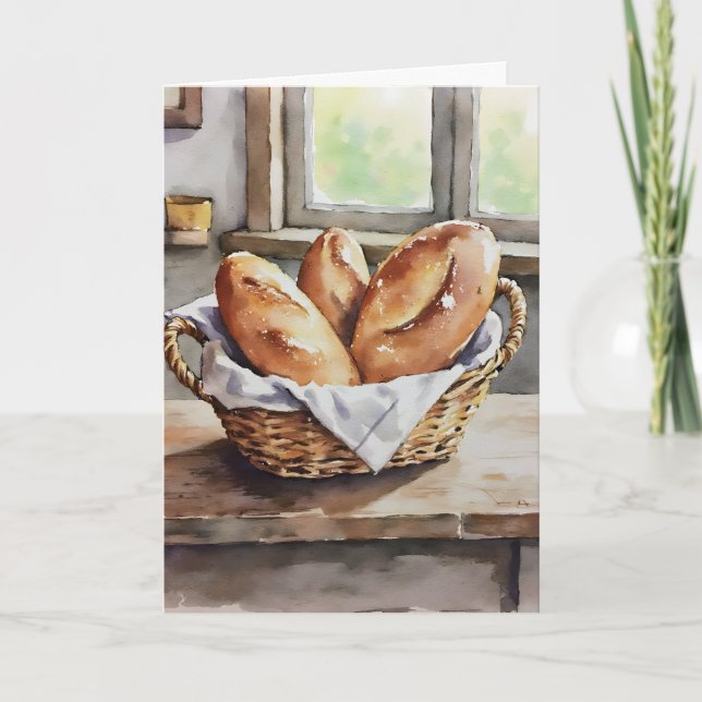 Cartão Baked Bread in a Basket Farmhouse Aesthetic  (Frente)