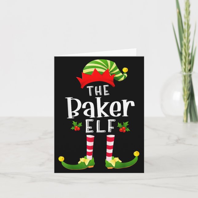 Cartão Baker Christmas Elf Matching Pajama X-mas Party  (Frente)