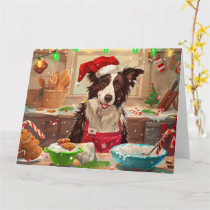 Cartão Baking de Natal do Border Collie: Festivo Natal