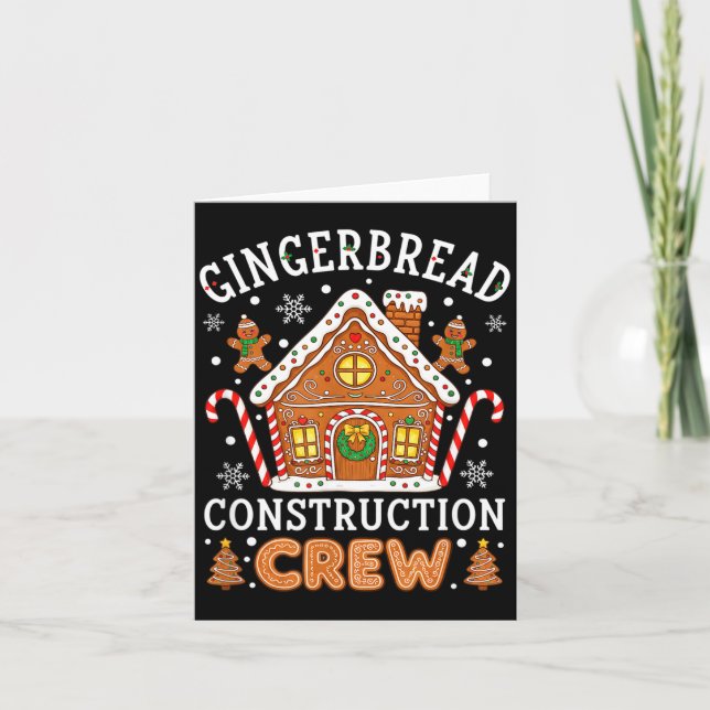 Cartão Baking Gingerbread House Construction Crew Christm (Frente)
