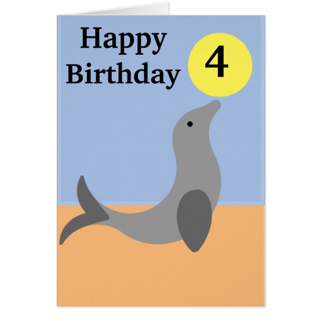 Cartão Balança de focas com uma idade de bola amarela (Frente)