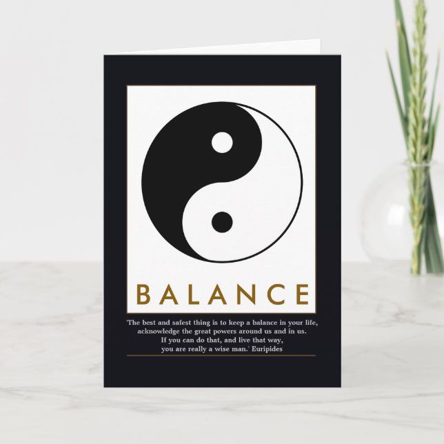 Cartão balance yoga yin yang with quote (Frente)