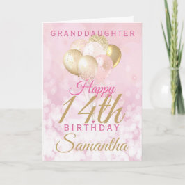 Cartão Balão de Aniversário da 14 da neta glamourosa