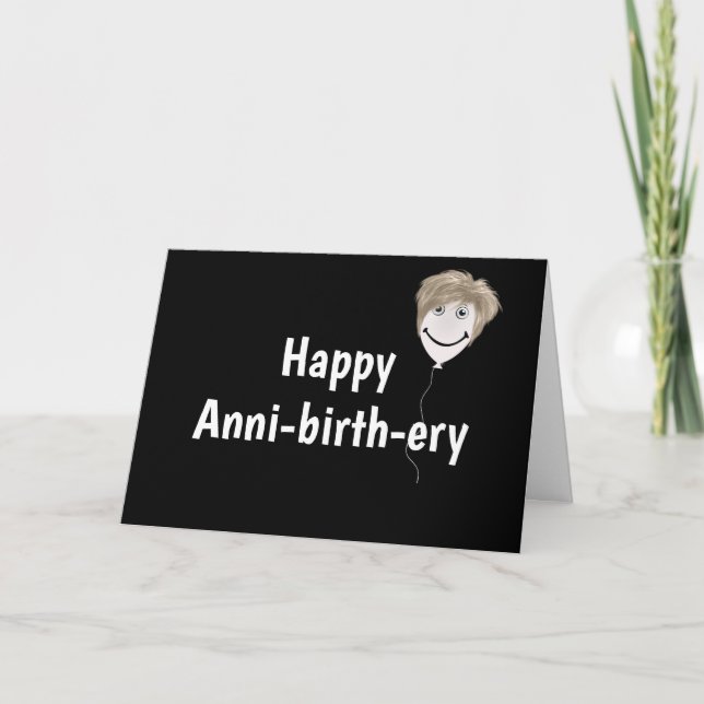 Cartão Balão de Aniversário Virado a Preto (Frente)