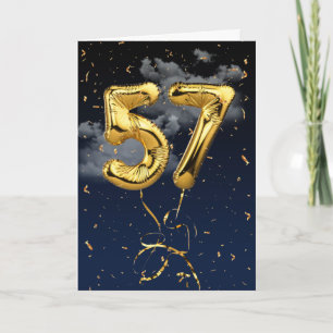 Cartão Balão de Mylar Dourado de Aniversário de 57 Anos e
