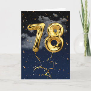 Cartão Balão de Mylar Dourado de Aniversário de 78 Anos e