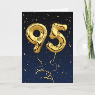 Cartão Balão de Mylar Dourado de Aniversário de 95 anos e
