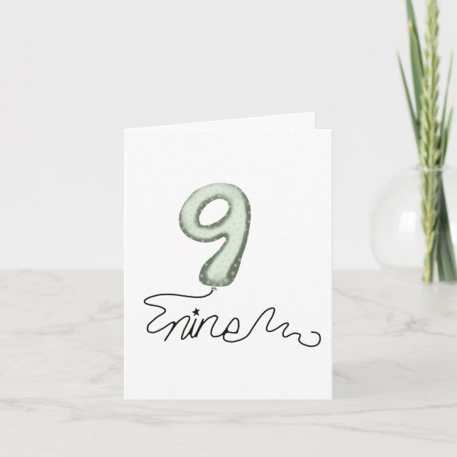 Cartão Balão de Nono aniversário (Frente)