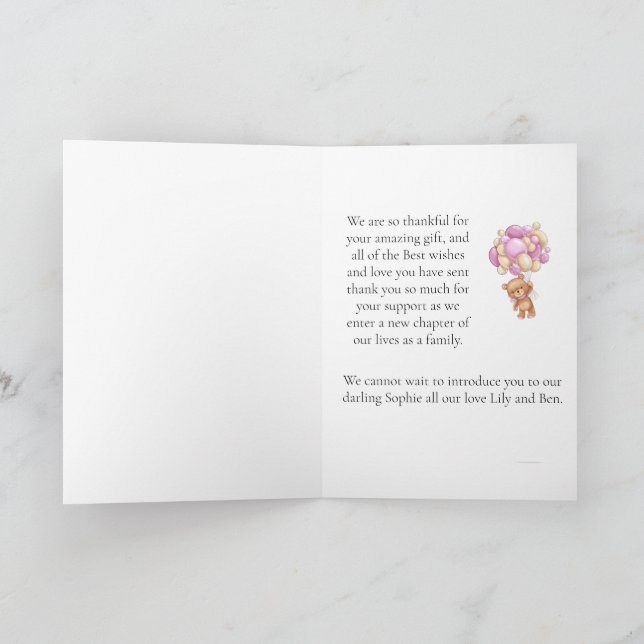 Cartão Balão de Urso de Teddy Tão Obrigado (Interior)