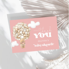 Cartão Balão de Urso Rosa Rosa, Rosa, Espera Obrigado