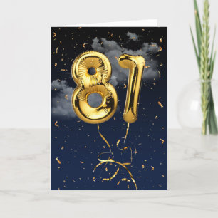 Cartão Balão Dourado Mylar e Placa Confetti de Aniversá