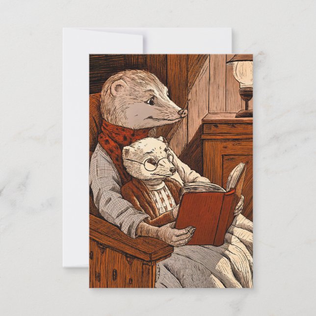 Cartão Balas lendo um livro (Frente)