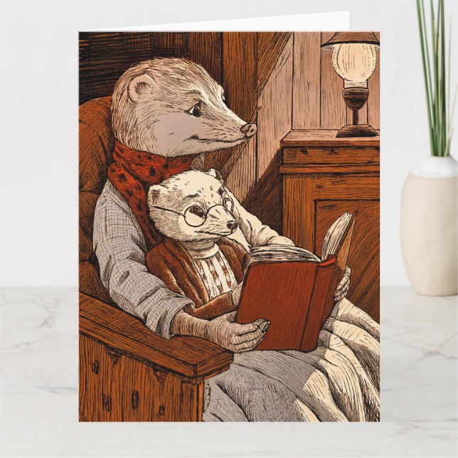 Cartão Balas lendo um livro (Frente)