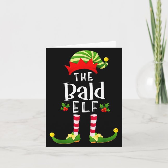 Cartão Bald Christmas Elf Matching Pajama X-mas Party  (Frente)