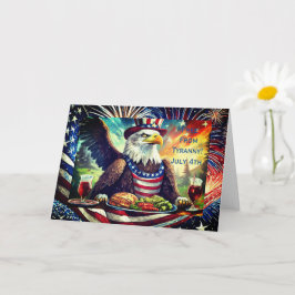 Cartão Bald Eagle 4 de julho, 5" x 7" Folheto de saudação
