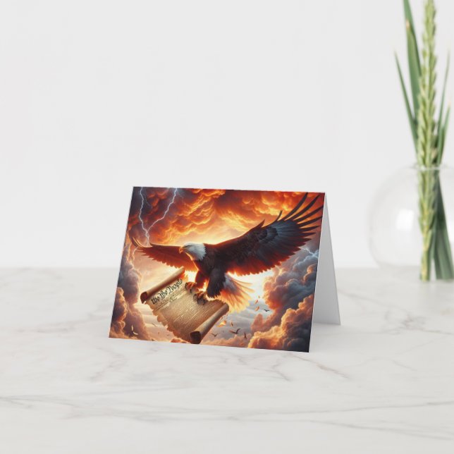 Cartão Bald Eagle Enrolando a Constituição dos EUA (Frente)