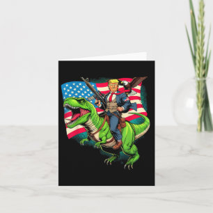 Cartão Bald Eagle U Flag Trump Andando A T-rex