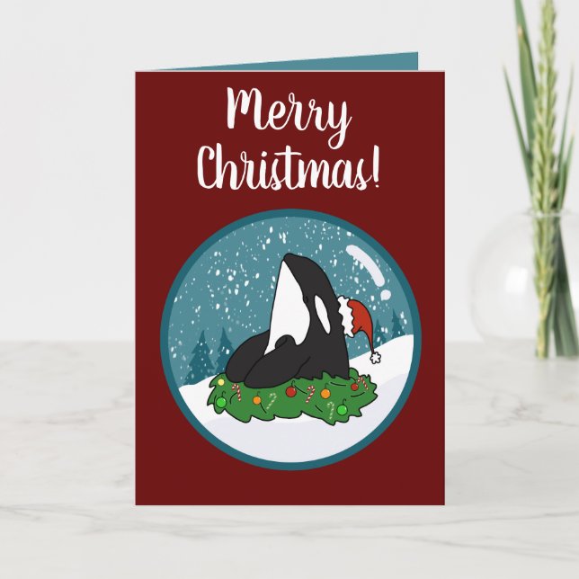 Cartão Baleia Assassina de Orca de Natal (Frente)