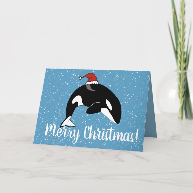 Cartão Baleia Assassina de Orca de Natal (Frente)
