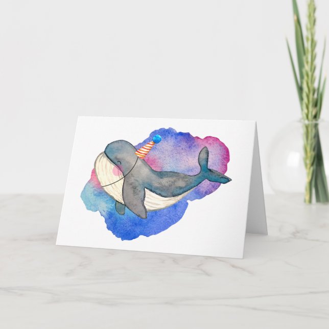 Cartão Baleia de festa (Frente)