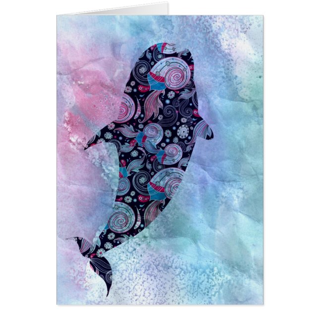 Cartão Baleia decorativa da silhueta (Frente)