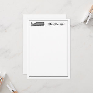 Cartão Baleia do século XIX Desenho de Vintage N