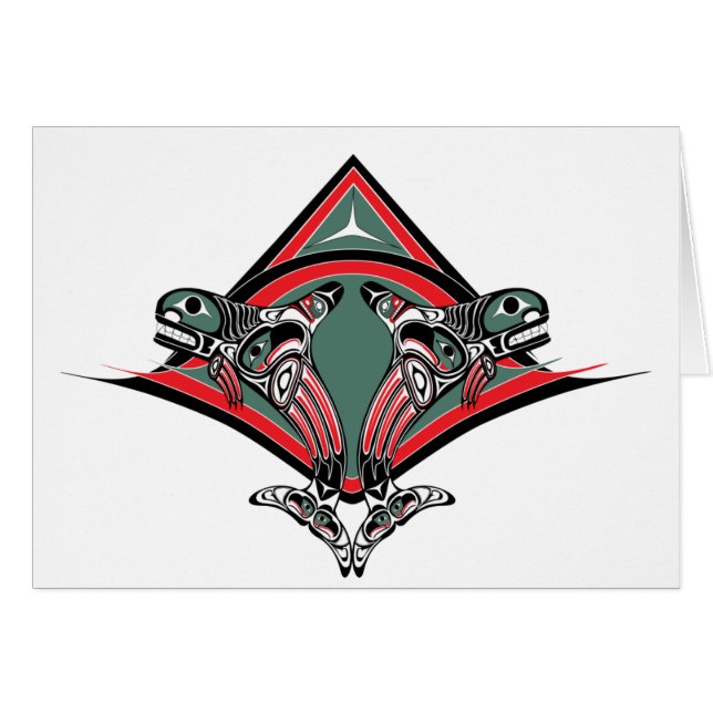 Cartão Baleia & Eagle de assassino do Tlingit (Frente Horizontal)