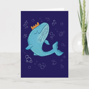 Cartão Baleia Rei com Coroa Arte Popular Oceânica Capri