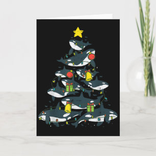 Cartão Baleias Assassinas Árvore de Natal Xmas Orca Mulhe