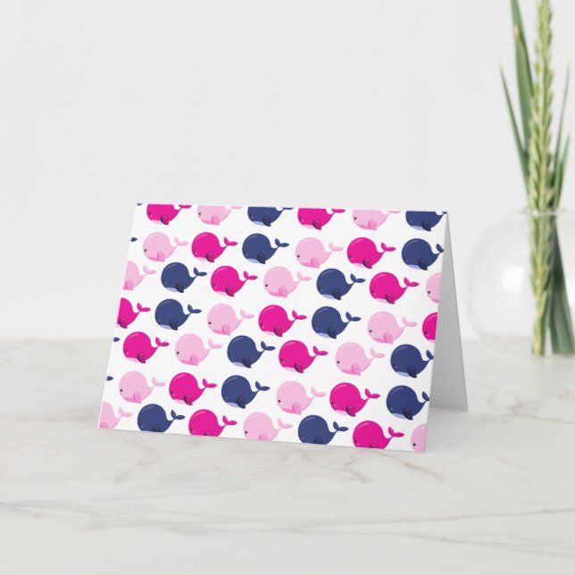 Cartão Baleias Cutas, Padrão De Baleias, Animais Do Mar (Frente)