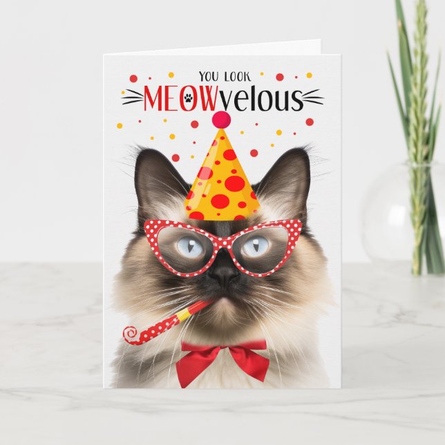 Cartão Balinês Cat MEOWvelous Birthday (Frente)