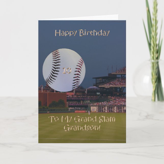 Cartão Ball Park 10th Birthday Grandson Card (Frente)