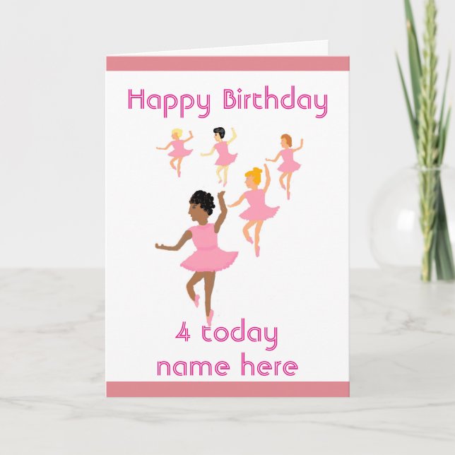 Cartão Ballerina, aniversário de crianças card add name a (Frente)