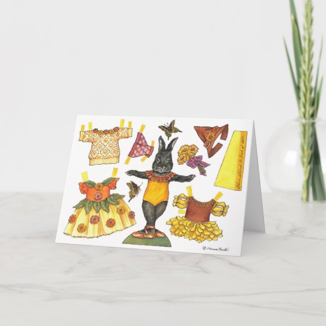 Cartão Ballerina Bunny Halloween Paper Doll card (Frente)