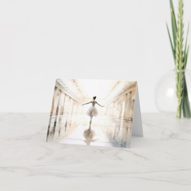 Cartão Ballerina Dançando num VAZIO Hall (Frente)