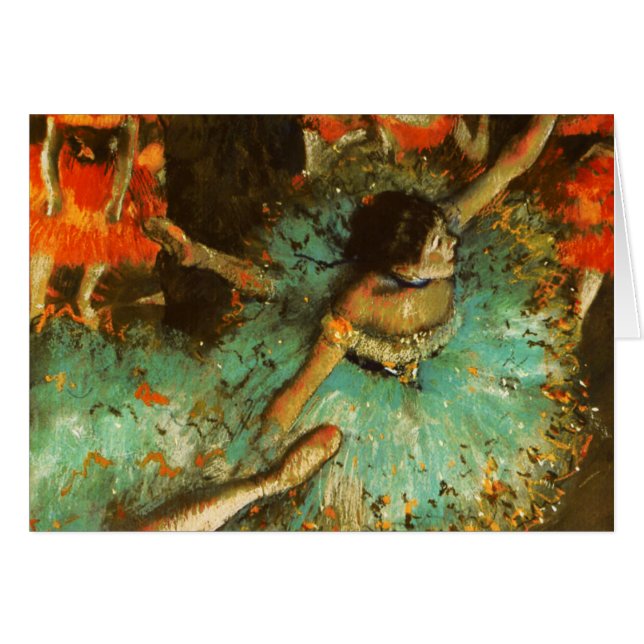 Cartão Ballerina Dance Green Dancer Edger Degas Painting (Frente Horizontal)