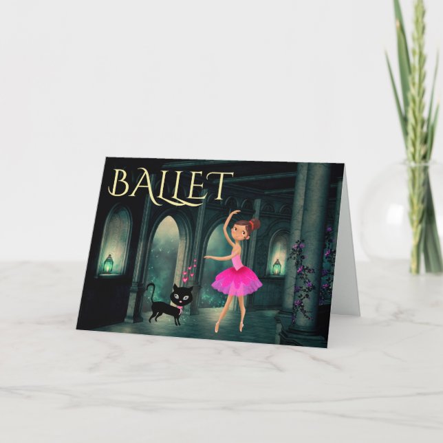 Cartão Ballerina de Encantação Personalizada e Aniversári (Frente)
