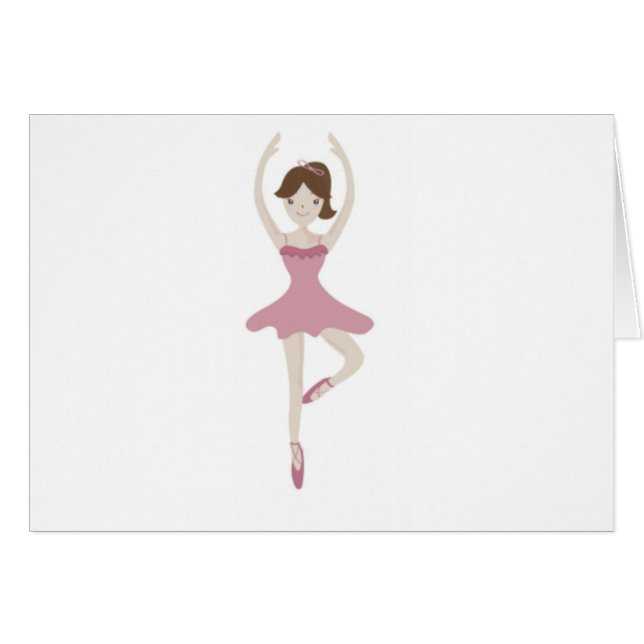 Cartão Ballerina Girl rosa (Frente Horizontal)