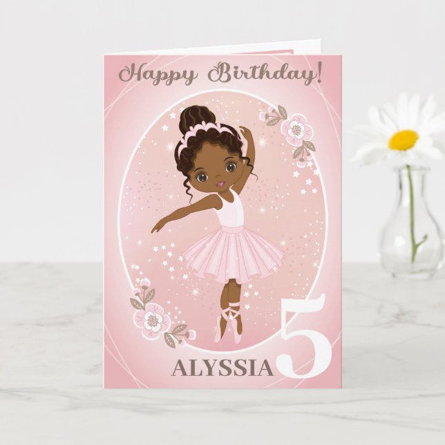 Cartão Ballerina Happy Birthday Card | Adicionar qualquer (Planta pequena)