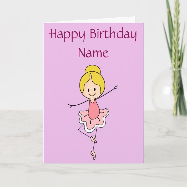 Cartão Ballerina Happy Birthday Personalizada (Frente)