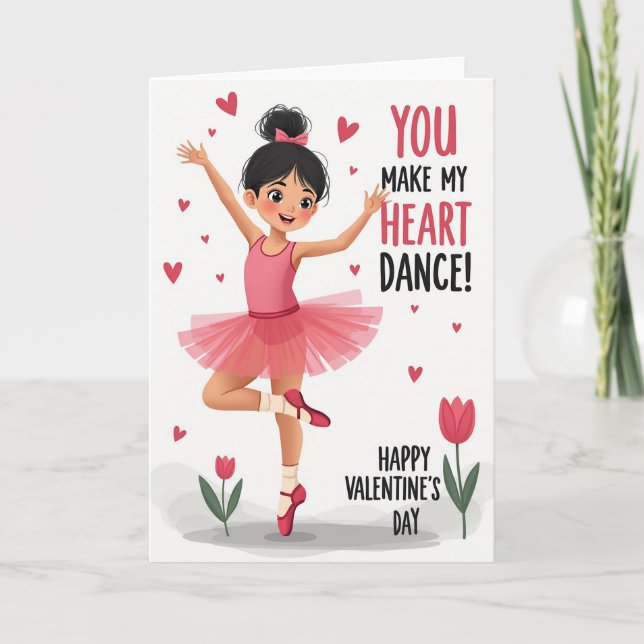 Cartão Ballerina Heart Dance Valentines Card (Frente)