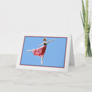 Cartão Ballerina no Blue Vazio Note ou Greeting Card