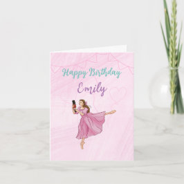 Cartão Ballerina Nutcracker - Nome Personalizado Aniversá