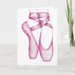 Cartão Ballerina Pink Slippers Watercolor Birthday Card<br><div class="desc">Sweet Pink Ballet Slippers Watercolor for the "Girl on Her Toes" in Your Life. Customizable Message.</div>